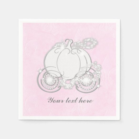 Serviette En Papier Cendrillon Carriage Storybook Princess Pink Napkin (Devant)