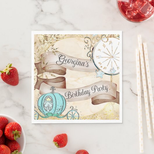 Serviette En Papier Cendrillon d'or enchanté (En situation)