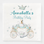 Serviette En Papier Cendrillon turquoise et or Princesse Carriage (Devant)