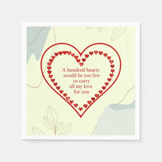 Serviette En Papier Cent Coeurs, Saint Valentin (Devant)