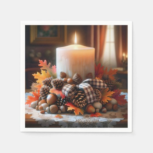 Serviette En Papier Centerpiece de bougie de Thanksgiving (Devant)