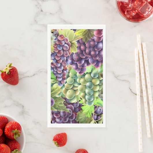 Serviette En Papier Cépages rouge vert grappes vignoble (En situation)