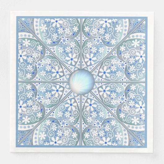 Serviette En Papier Céramique Lace bleu clair (Devant)
