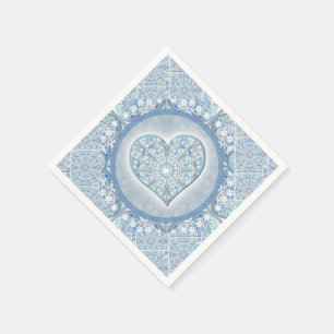 Serviette En Papier Céramique Lace Bleu clair