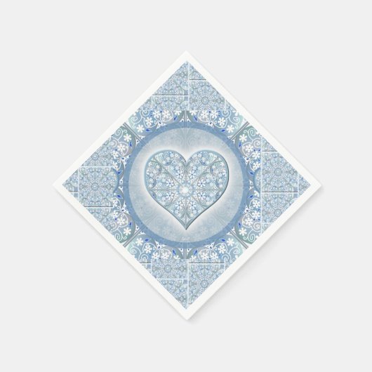 Serviette En Papier Céramique Lace Bleu clair (Coin)