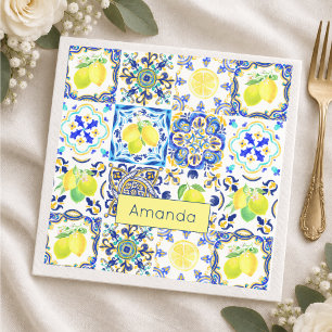 Serviette En Papier Céramique méditerranéenne sicilienne d'été citrine