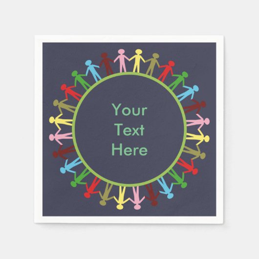 Serviette En Papier Cercle coloré des gens Texte personnalisé (Devant)