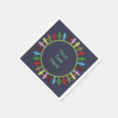 Serviette En Papier Cercle coloré des gens Texte personnalisé (Coin)