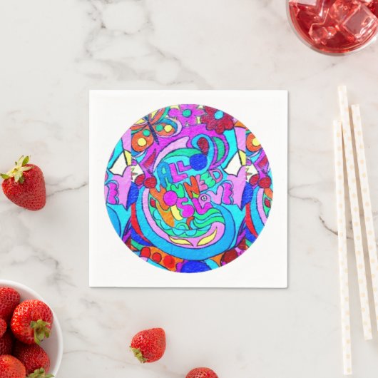 Serviette En Papier cercle d'amour super hippie (En situation)