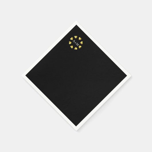 Serviette En Papier cercle de coeurs avec Initiales, Mariage d'amour (Coin)