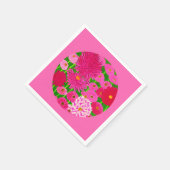 Serviette En Papier Cercle de fleurs, Chrysanthèmes rose Fuchsia (Coin)