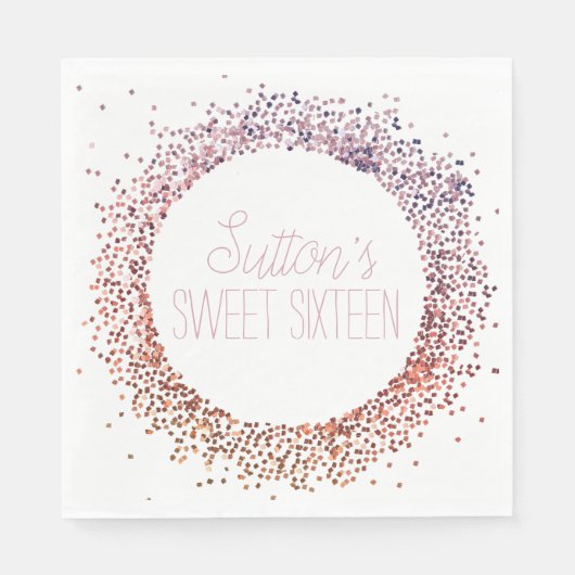 Serviette En Papier Cercle de Parties scintillant rose (Devant)