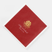 Serviette En Papier Cercle double bonheur fleur mariage chinois (Coin)