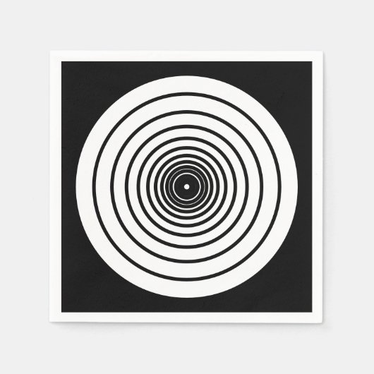 Serviette En Papier Cercle noir et blanc motif géométrique moderne (Devant)