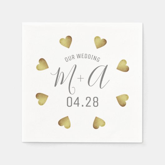 Serviette En Papier Cercle romantique des Coeurs Amour Mariage (Devant)