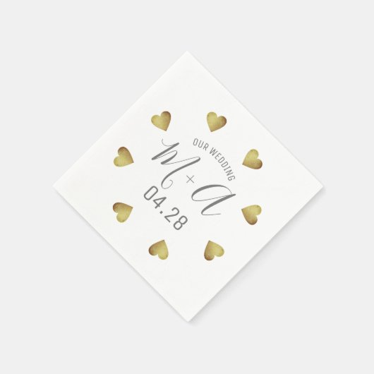 Serviette En Papier Cercle romantique des Coeurs Amour Mariage (Coin)