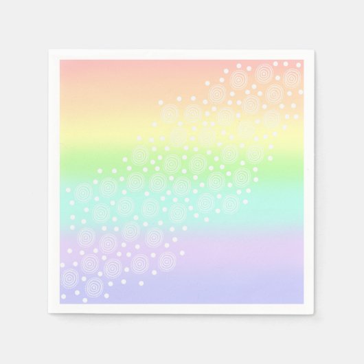 Serviette En Papier Cercles arc-en-ciel pastel en cercles (Devant)