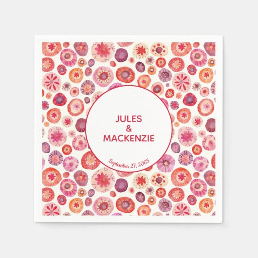 Serviette En Papier Cercles d'aquarelle rose Abstrait (Devant)