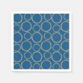 Serviette En Papier Cercles d'or et Bleu clair Moderne tendance (Devant)