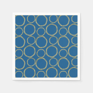 Serviette En Papier Cercles dorés et bleu vif moderne tendance