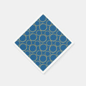 Serviette En Papier Cercles dorés et bleu vif moderne tendance (Coin)