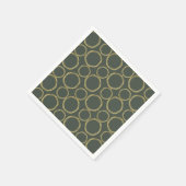 Serviette En Papier Cercles dorés et vert olive rustique moderne tenda (Coin)