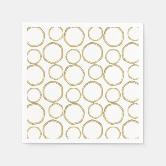 Serviette En Papier Cercles Dorés Sur Fond Blanc Moderne Tendance (Devant)