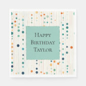 Serviette En Papier Cercles et lignes de Tangérine Turquoise (Devant)