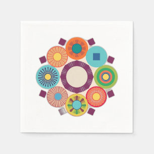 Serviette En Papier Cercles géométriques Abstraits colorés