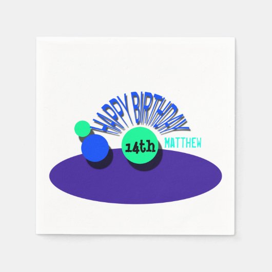 Serviette En Papier Cercles Happy 14th Birthday Papier serviettes (Devant)