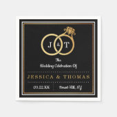 Serviette En Papier Cercles Mariages Chic Faux Gold Foil (Devant)