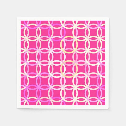 Serviette En Papier Cercles modernes du milieu du siècle, Fuchsia Pnk  (Devant)