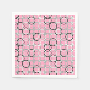 Serviette En Papier Cercles Modernes du milieu du siècle, rose corail 