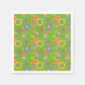 Serviette En Papier Cercles mods rétro sur vert (Devant)
