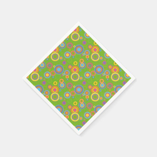 Serviette En Papier Cercles mods rétro sur vert (Coin)