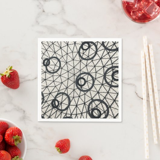 Serviette En Papier Cercles noirs et blancs (En situation)