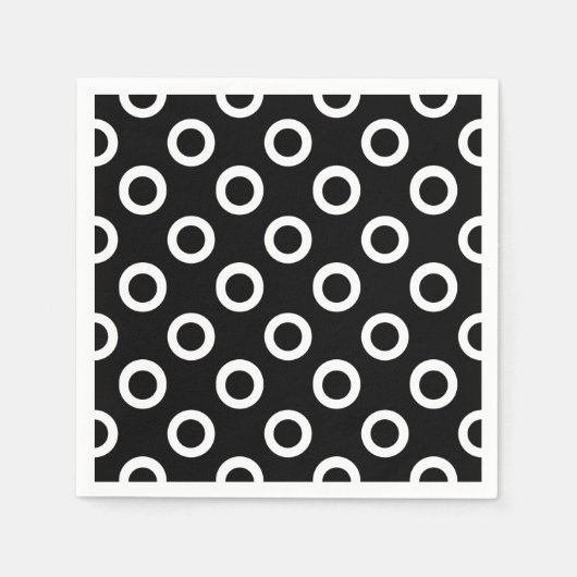 Serviette En Papier Cercles noirs et blancs modernes Cocktail serviett (Devant)
