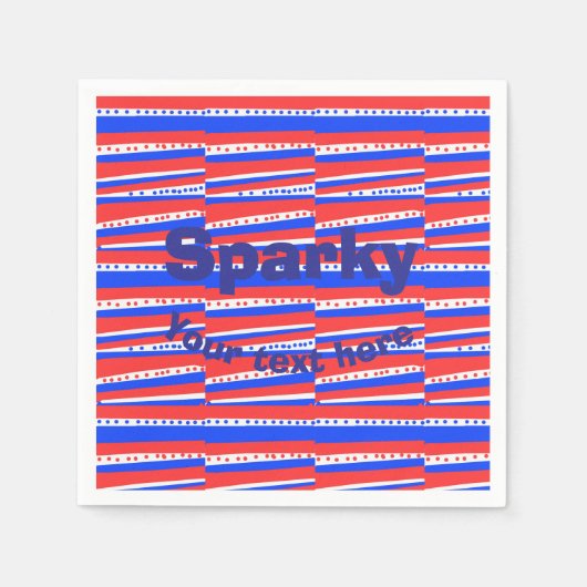 Serviette En Papier Cercles Rayures Bleu Blanc Rouge (Devant)