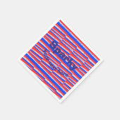 Serviette En Papier Cercles Rayures Bleu Blanc Rouge (Coin)