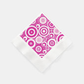 Serviette En Papier Cercles rétro concentrés rose et blanc (Coin)