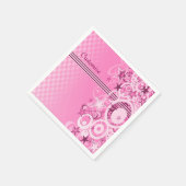 Serviette En Papier Cercles rétro et étoiles serviettes roses (Coin)