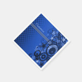Serviette En Papier Cercles rétro & Étoiles serviettes bleues (Coin)
