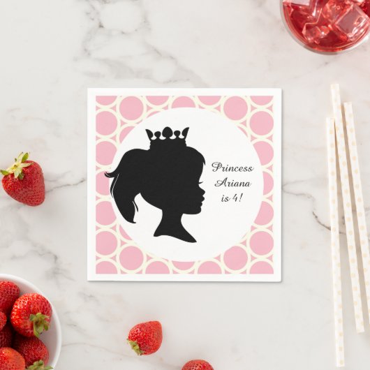 Serviette En Papier Cercles roses Princess Custom Birthday Paper Napki (En situation)
