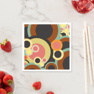 Serviette En Papier Cercles super rétro motif Mid Century Abstrait
