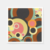 Serviette En Papier Cercles super rétro motif Mid Century Abstrait (Devant)