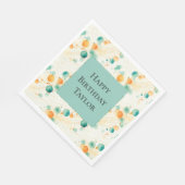 Serviette En Papier Cercles Tangerins Turquoise (Coin)