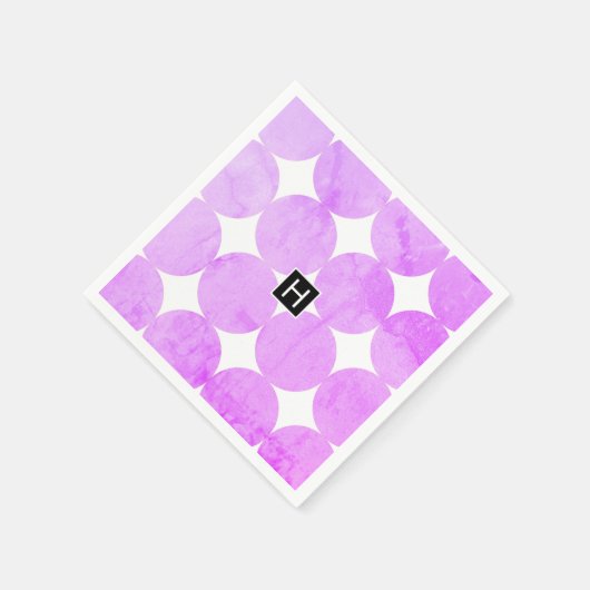 Serviette En Papier Cercles violets modernes | Monogramme (Coin)