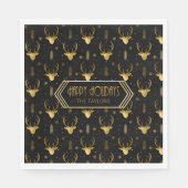 Serviette En Papier Cerf Antlers Motif de Noël Gold ID861 (Devant)