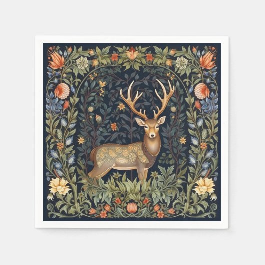 Serviette En Papier Cerf Art nouveau dans le jardin (Devant)