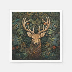 Serviette En Papier Cerf avec Antlers dans la Forêt Magique